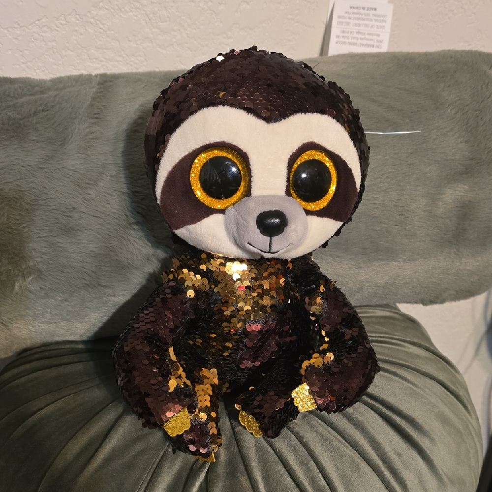 Ty Sequin Sloth Accent Pillow - Brown and Gold